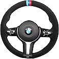 Loncky Black Suede Auto Custom Steering Wheel Covers for BMW 328d 535d / 330e / M2 M3 M4 M5 M6 M235i M240i / X1 X3 X4 X5 X6 X5M X6M / Active Hybrid 3 Active Hybrid 5