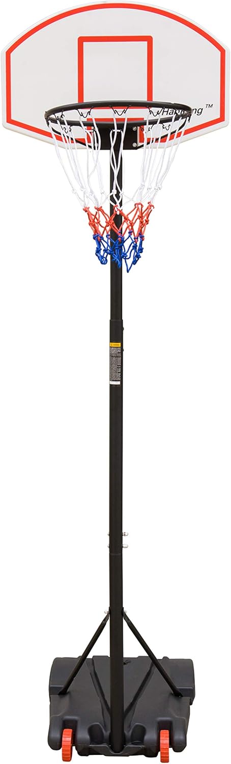 HaoKang Portable Basketball Hoop Height Adjustable System w/Wheels, Outdoor with 28”  Background for Children : Sports & Outdoors