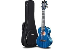 Enya EUT-MAD EQ Tenor Ukulele with Pickup Solid Gloss Mahogany 26 Inch Wiping Blue with High-end 15mm Padded Gig Bag
