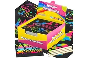 MEUOFLANMEE Stocking Stuffers for Kids Teen Girls: Rainbow Scratch Paper Art Crafts Return to School Supplies Easter Crafts for Boys 4-12 Years Old Party Favors Activities for Classroom Games Notes 150