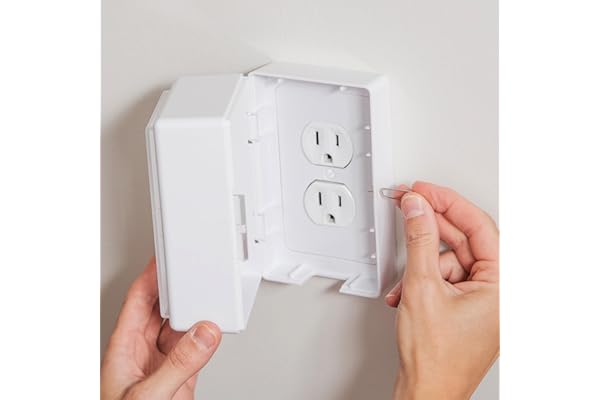 Outlet Cover Box Baby Proofing – Locking Plug Cover Box with Outlet Lock, Childproof Plug Covers for Cords & Power Plugs, Plu