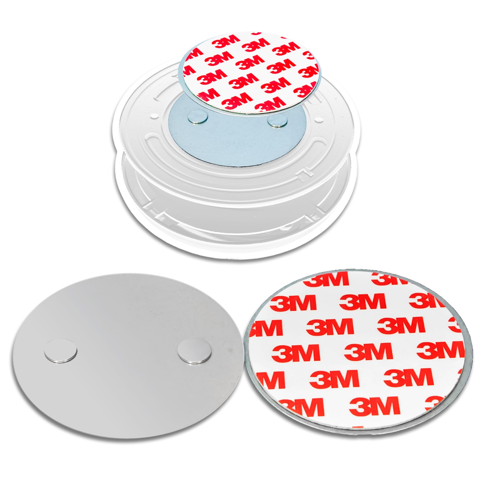 NEMAXX® Magnetic Holder 5 Pieces – Self-Adhesive Magnetic Mount Ø 50 mm – Quick & Secure Installation Without Drilling or Screws – Suitable for Smoke and Fire Detectors