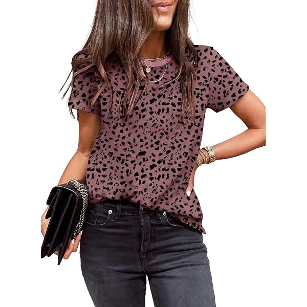 SweatyRocks Women's Leopard Print Tee - Short Sleeve, Slim Fit, Round Neck