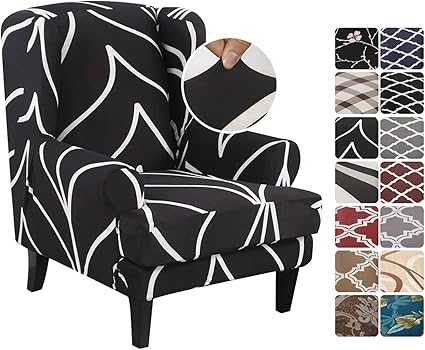 Searchi Stretch Chair Covers For Armchairs Printed Armchair Slipcovers Washable Elastic Strapless Armchair Cover For Living Room Dining Room Couch Slipcover Wingback Printed Black White Amazon Co Uk Kitchen Home
