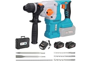 Berserker 20V Cordless 1-1/8" Rotary Hammer Drill SDS-Plus Brushless Motor included 2X4.0Ah Li-ion Battery with Dual Kickback Control,3.0A Fast Charger,4 Mode Variable Speed Rotomartillo for Concrete