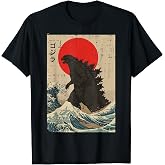 Japanese Kaiju Wave Red Sun Japan Monster Men Women Kids T-Shirt