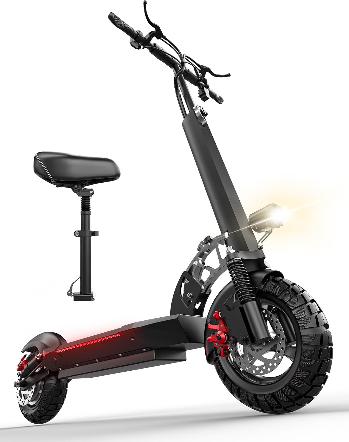 Electric Scooter for Adults with Seat, 1500W Peak Motor, 72 km Range, 40 km/h Top Speed, 48V 13Ah Battery, 136 kg Load Capacity, Dual Disc Brake, 10" Off-Road Foldable E-Scooter for Teens & Adults