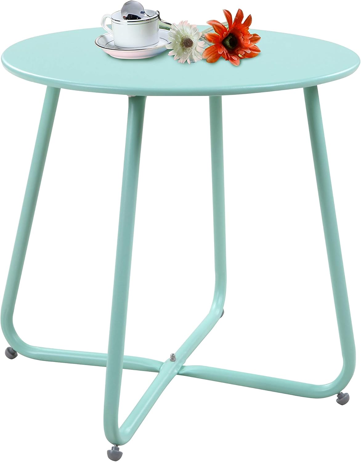 Grand Patio Steel Patio Side Table, Weather Resistant Outdoor Round End Table, Red : Garden & Outdoor