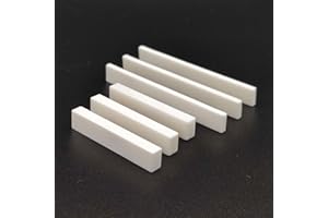 Vencetmat 3 Set of 6Pcs Blank & Uncut Guitar Saddles and Guitar Nut Pure Bone 80x3x10mm, 52x6x10mm for Electric & Acoustic & Classical & Cigar Guitar, Mandolin, Banjo, Ukulele Part Replacement