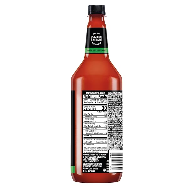 MR. & MRS. T BOLD & SPICY BLOODY MARY MIX, 1 LITER BOTTLE