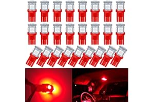 UNXMRFF 25-Pack 194 LED Light Bulb, Super Bright T10 LED Bulb Red, 2825 Bulb 5050 Chipset 5-SMD, W5W 168 LED Bulbs Replacement for 12V Car Interior Dome Map Door Courtesy License Plate Lights