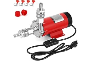 CHCIYICH Wort Pump Beer Pump, Food Grade Pump for Homebrew - High Temp Stainless Steel Magnetic Drive Pump Head Beer Brewing Equipment wine transfer Pump with Quick Disconnect Set, Safety Switch
