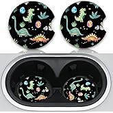 2 Packs Car Coasters for Cup Holders,Keep Cup Holders Clean and Dry,Drink Cup Car Holder Coasters with A Finger Notch,2.75in/7cm,Automotive Cup Holder Cute Dinosaur Graffiti Accessories for Women Men