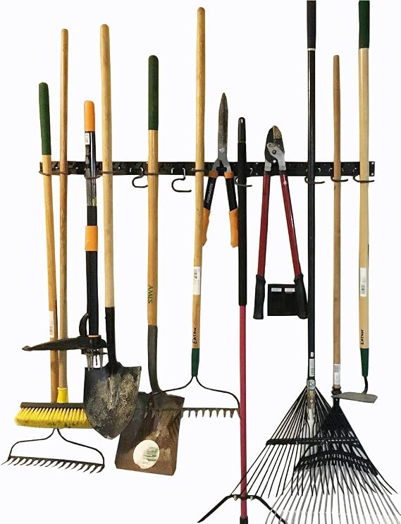 Coselena Étagère Rangement Outils Jardin 160cm - Organiseur Mural Métal Pour Abri & Garage - Support Pelles Râteaux