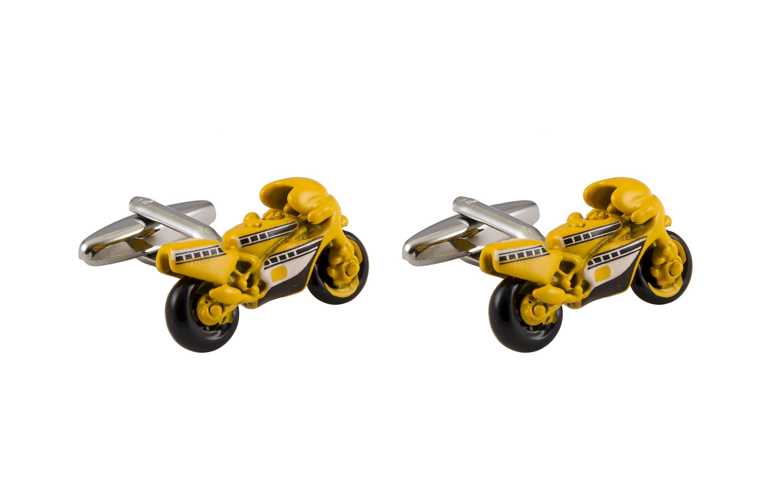 Knighthood Men's Yellow and Black Sports Bike Cufflinks
