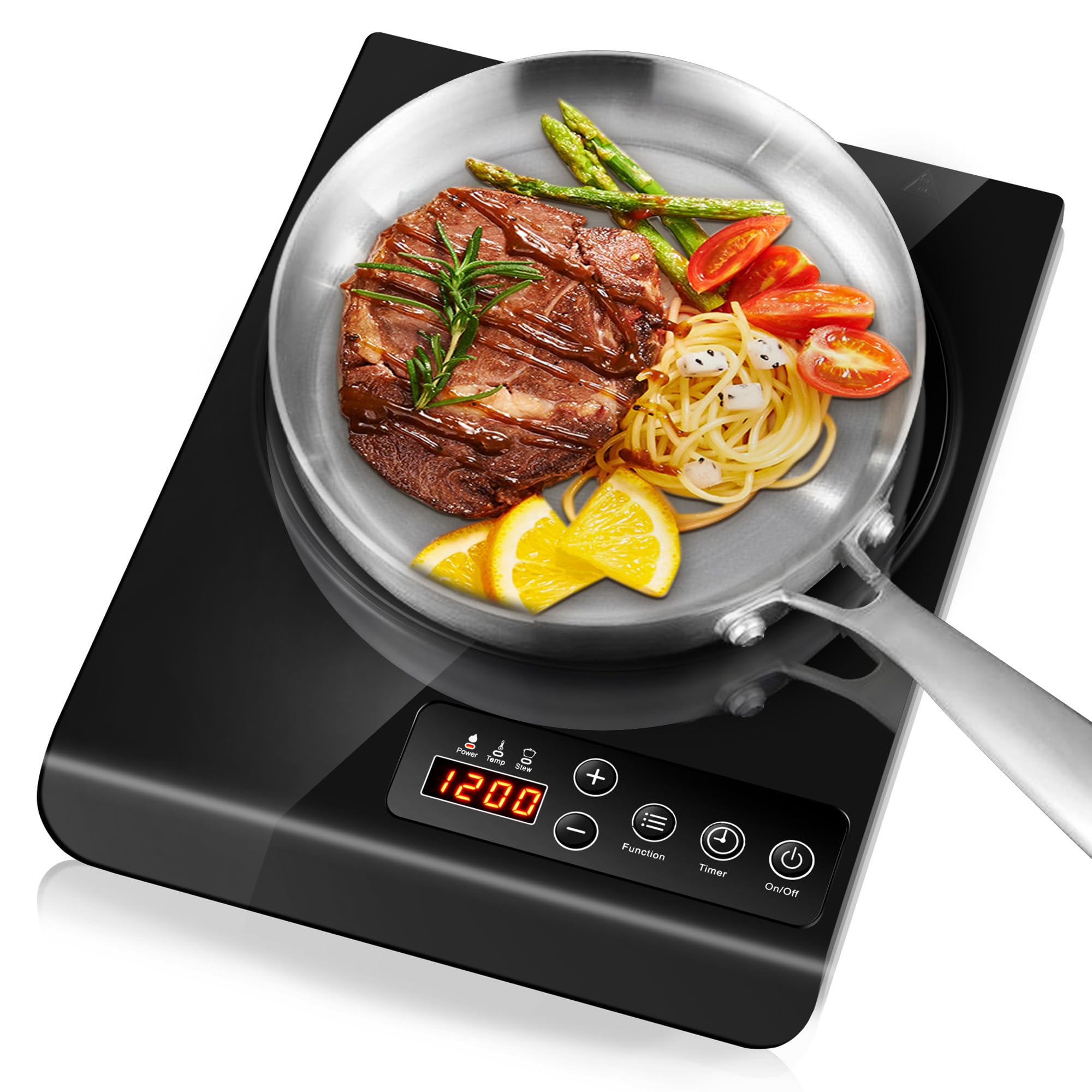 Photo 1 of Portable Induction Cooktop Burner, 1200W Single Induction Countertop with Plug Fast Warm-Up Hot Plates for Electric Cooking Home Kitchen Office RV Camping Boat, Easy to Clean