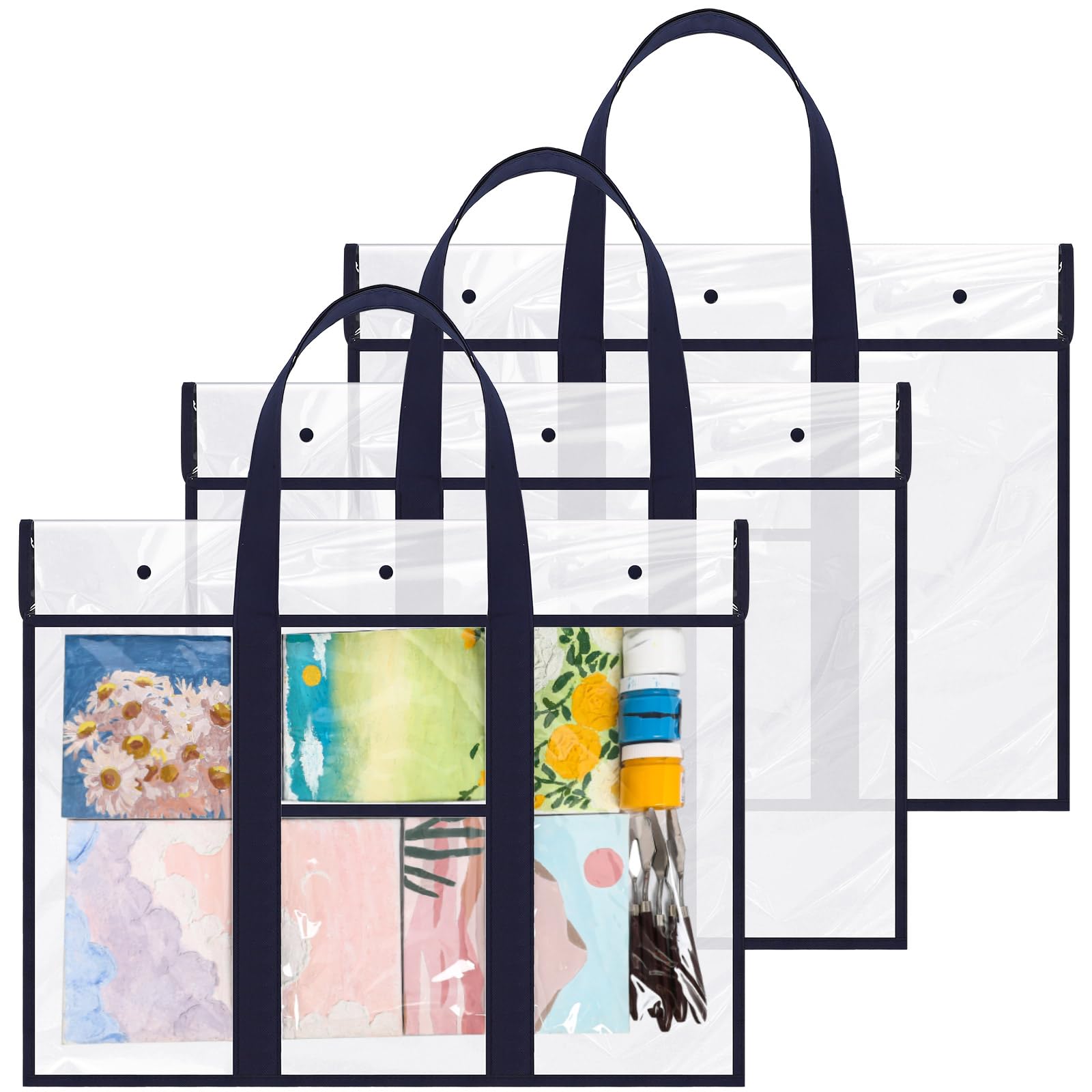 Photo 1 of Windyun 3 Pack 19" x 25" Art Portfolio Bag Large Poster Storage Bag PVC Portfolio Folder for Artwork Bulletin Board Storage Art Portfolio Organizer Bulletin Board Holder for Poster Scrapbook Keepsake