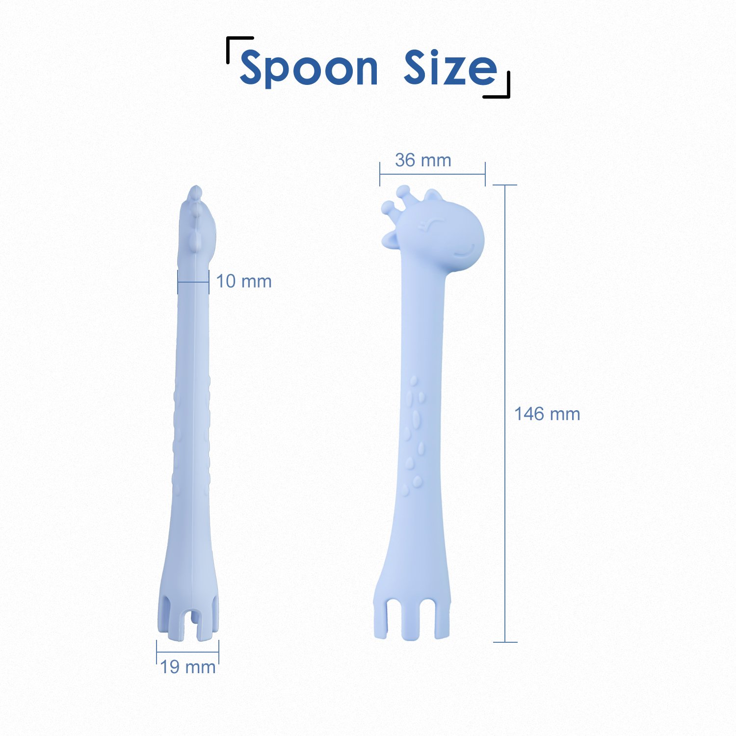 Kitdine Baby Spoons Silicone Giraffe Spoon BPA Free for Baby Feeding and Infant Weaning Teething Toys Training Forks Spoons Set of Two (Blue&Yellow)