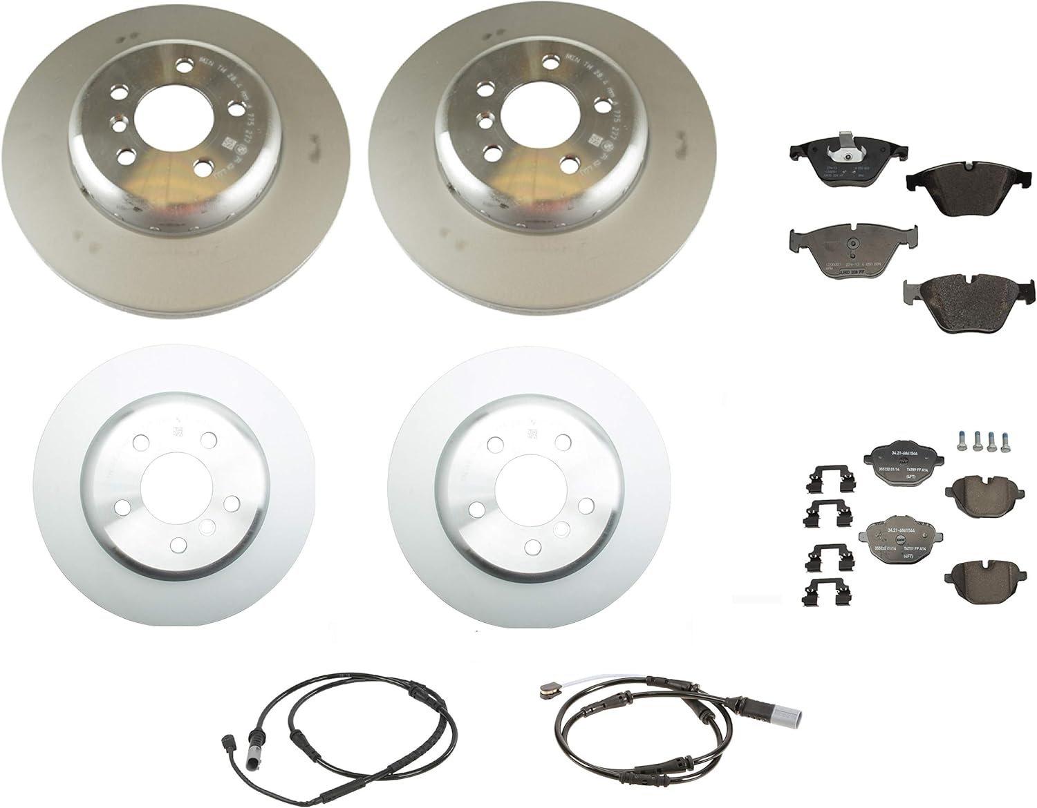 Front and Rear Genuine Brake Kit Disc Rotors Pads Set For