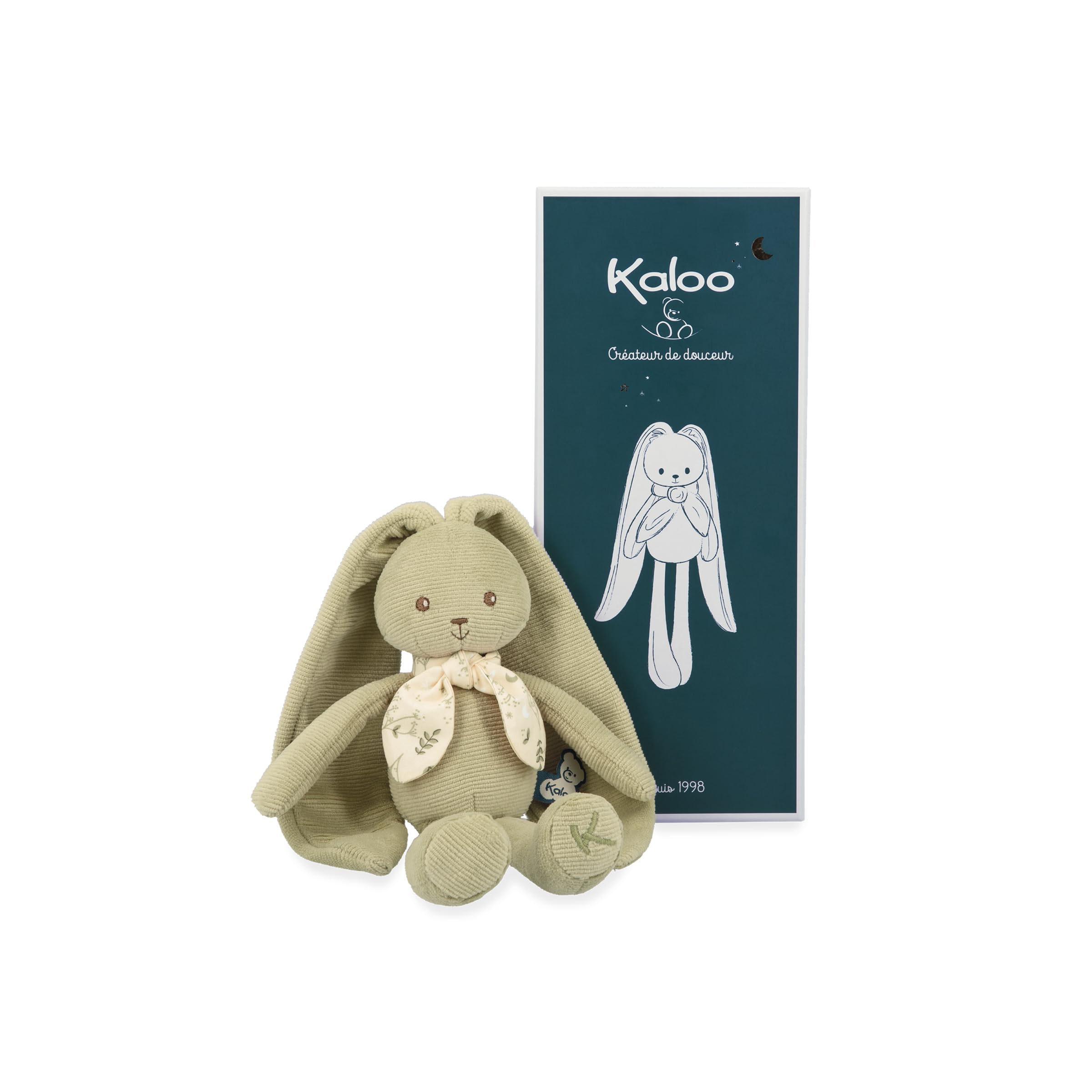 Kaloo - Lapinoo - Green Rabbit Doll - Baby’s Small Corduroy Plush - 25 cm - Ultra-Soft Material - Gift Box - 0 Months +, K218014 — image 1