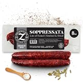 Zick's Specialty Meats Soppressata Italian Sausage, 8oz | Smoked &amp; Dried Sausage, Naturally Cured Charcuterie Meat, Italian Meat With Fennel Spices, Organic Salami