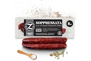 ZICK'S SPECIALTY MEATS Zick’s Specialty Meats Soppressata Italian Sausage (8oz) | Smoked & Dried Sausage | Naturally Cured Sopressata Charcuterie Meat | Italian Meat with Fennel Spices | Slow-Dried Organic Salami