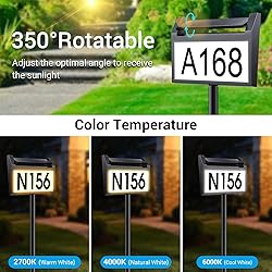 Solar House Number Sign, deerdance LED Illuminated