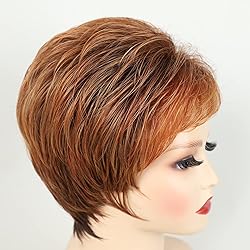 TISHINING Short Orange Red Mixed Blonde Highlight