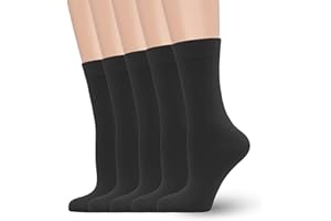 SERISIMPLE Women's Soft Thin Viscose Bamboo Crew Socks, Fit Stretchy Casual, Business, Dress Calf Sock 5 Pairs