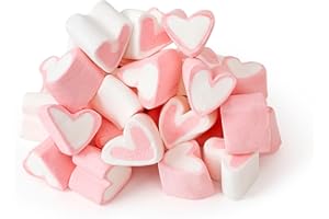 The Snackery Pink and White Heart Shaped Marshmallows, Strawberry Vanilla Flavored Hearts, 17.6 Oz. Bag