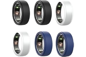 ZISEYORU 6 Pack Ring Cover for Oura Ring Gen 3/Galaxy Ring, Silicone Ring Protector for Working Out Accessories, Elastic Ring Case for Women Men (2Black+2Clear+2Blue, M for 10/11/12/13)