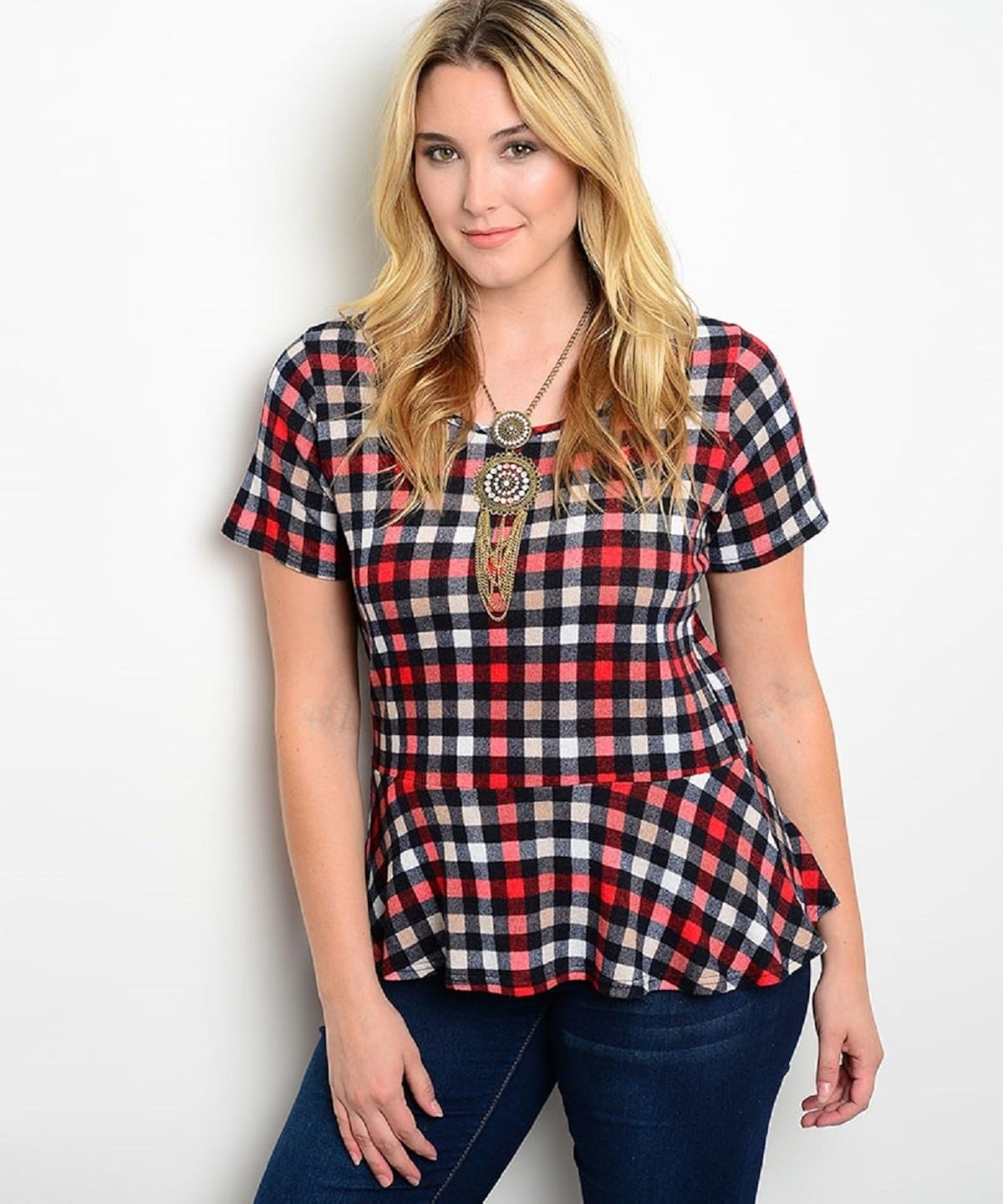 womens plaid peplum top