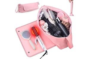 VGR Hair Tools Travel Bag with Heat Resistant Mat for Flat Irons, Curling Iron, Hot Air Brush, Hair Dryer, Travel Essentials for Women, Hair Bags for Hair Stuff, Hair Stylist Travel Case