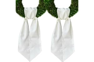 CHMACURA 2 Pieces Christmas Wreath Sash for Front Door, White Burlap Sash Wedding Holiday Farmhouse Wreath Accessories for Home Birthday Thanksgiving Day Decorations