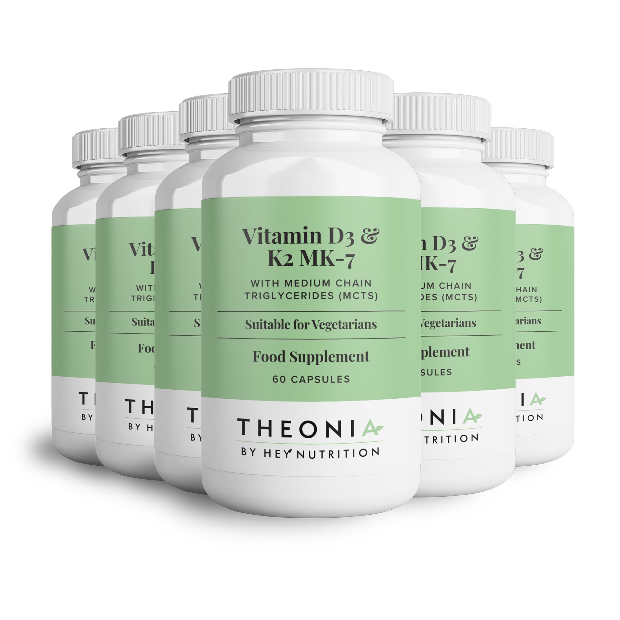 Theonia Vitamin D3 & K2 MK-7-100ug Each with MCT Oil - Suitable for Vegetarians - Support Healthy Bones, Teeth, Muscles, Immune Function, and Fatigue - Non-GMO