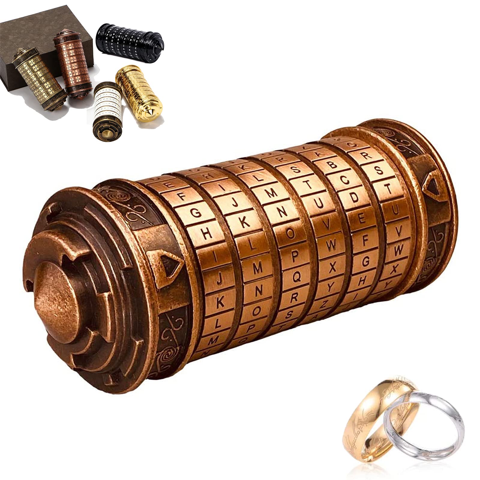 Da Vinci Code Cryptex Letter Password Code Lock Mini Cryptex Lock Christmas Santa Gifts for Women Men her him Birthday Friends and Acquaintances