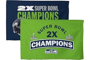 Northwest NFL Super Bowl 2026 Seattle Seahawks Multi Champs Built Fan Towel 2-Pack, 16 x 25 in