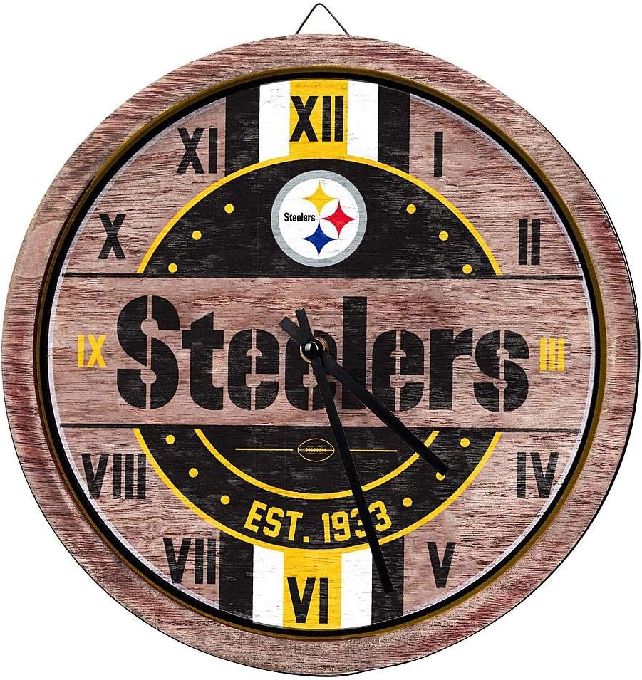 FOCO NFL Wooden Barrel Wall Clock