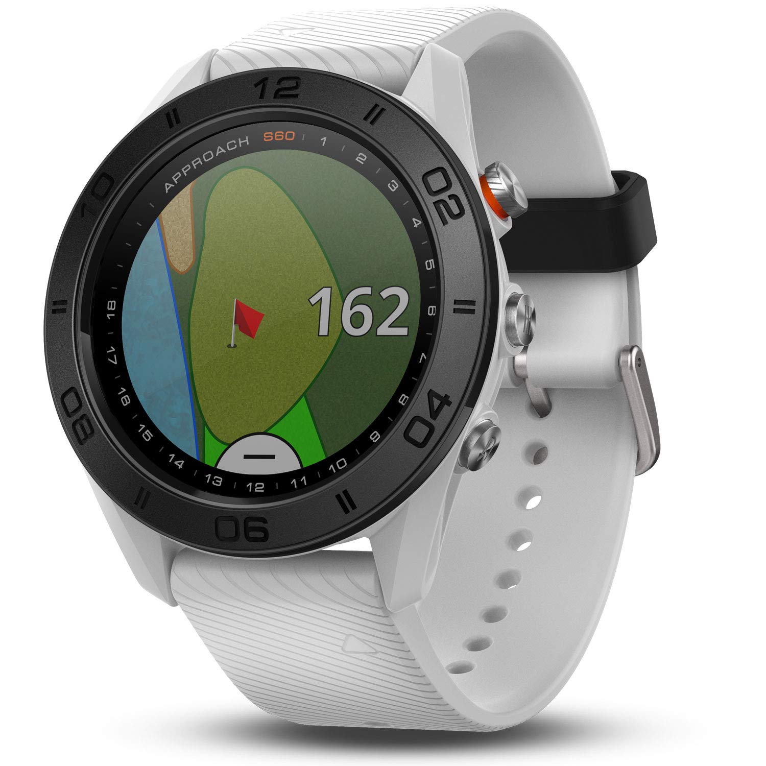 Garmin Approach S60, Premium GPS Golf Watch with Touchscreen Display and Full Color CourseView Mapping, White w/Silicone Band