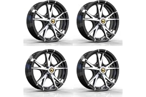 RHINO SET 4 15x5, 5x4.5 Premium Aluminum Trailer Wheel, Black Machine Faced 5Lug Trailer Rim