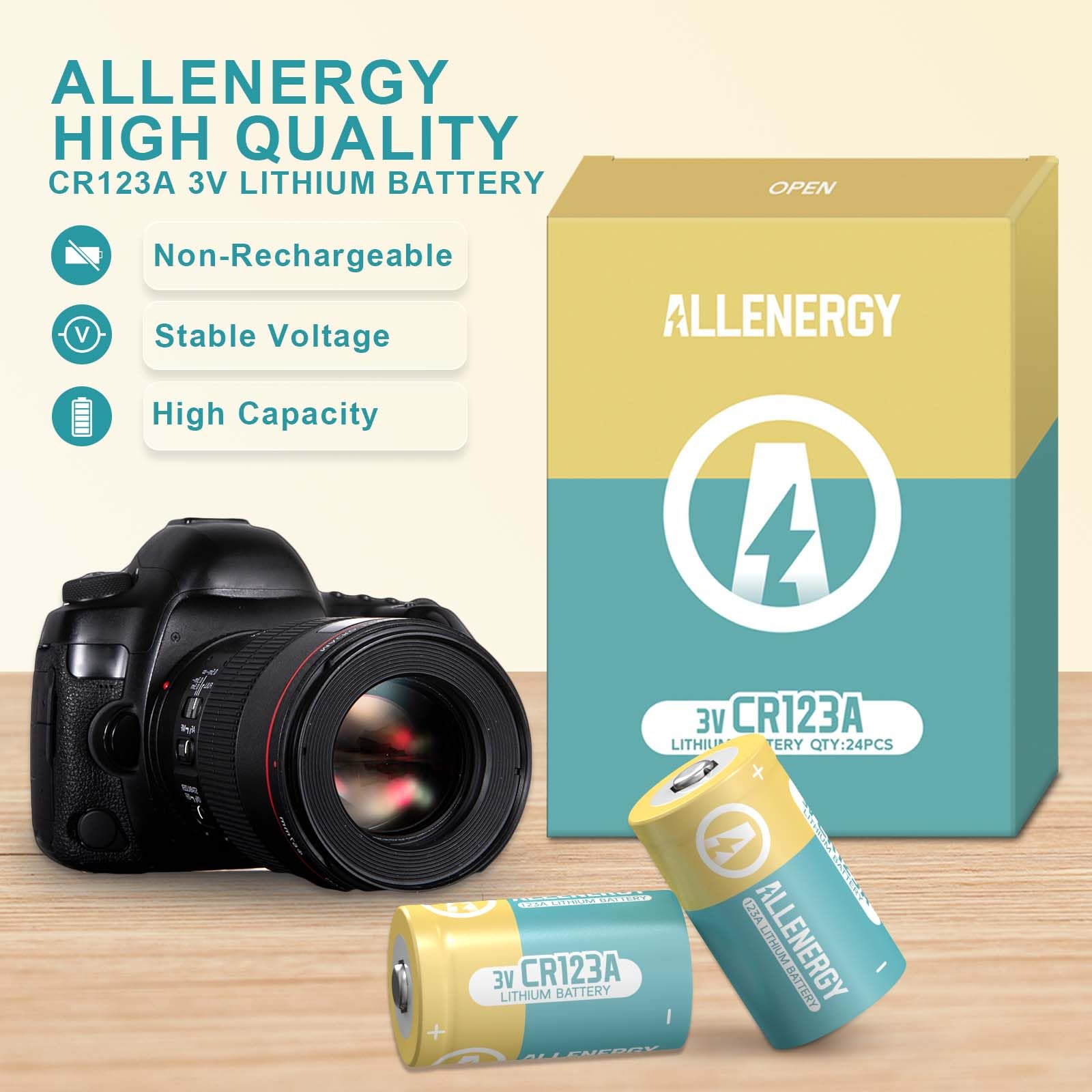 CR123A 3V Lithium Battery CR17345 3 Volt 123A Batteries 6 Pack High Capacity, 10 Years Shelf Life