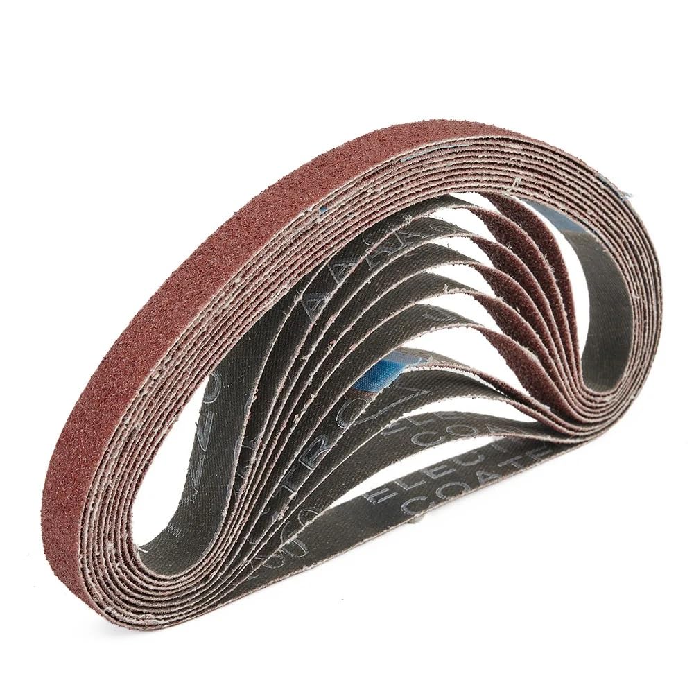 MiJunHD 13mm X 457mm Sanding Belts, 10Pcs 320Grit Aluminum Oxide Grinding Abrasive Belts for Belt Sander, Used for Woodworking & Metal Polishing