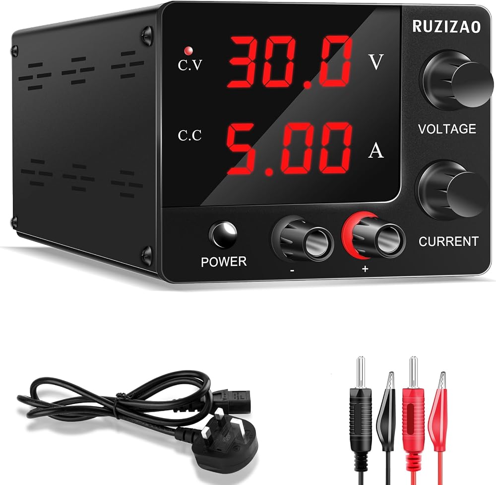 RUZIZAO DC Power Supply 30V 5A Variable Bench Adjustable Encoder