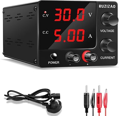 RUZIZAO DC Power Supply 30V 5A Variable Bench Adjustable Encoder