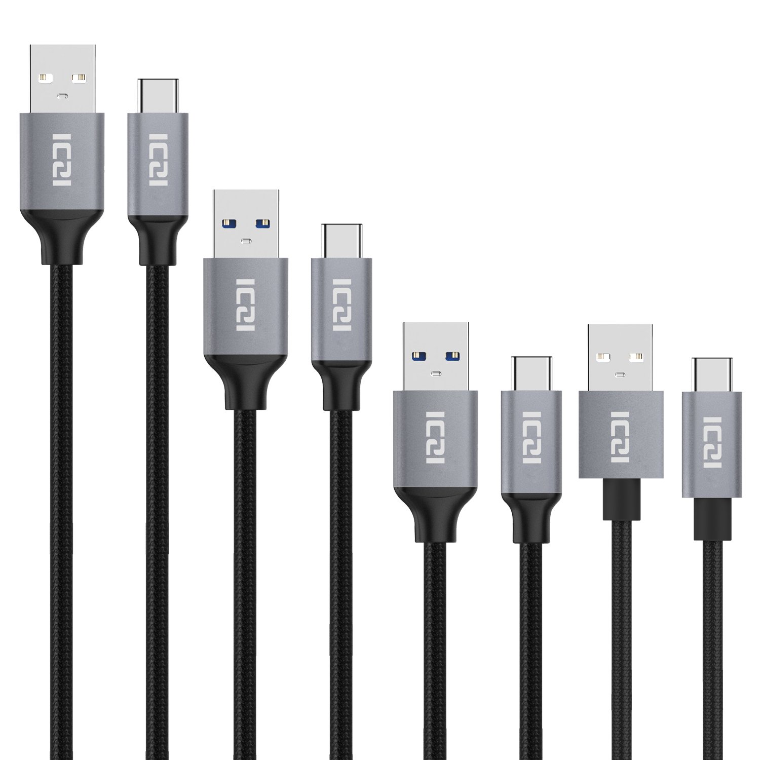 4 Cavi USB C a USB 3.0 in Nylon Intrecciato ICZI