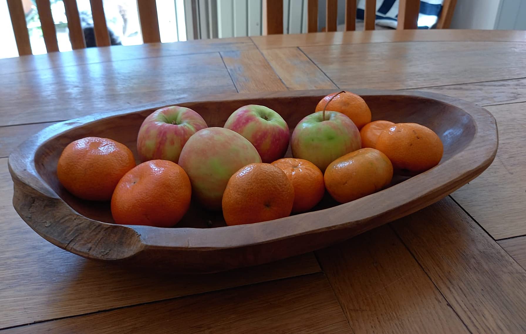 F&G Supplies Long Rustic Wooden Serving or Display Bowl Carved from Teak Roots - Contemporary and Unique!