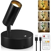 Rechargeable LED Spotlight Indoor Dimmable Accent Wall Light with Remote | USB-C rechargeable, Timer, 3 color temps, 13-40hr battery, 350&deg; rotation, for plants, art &amp; home decor