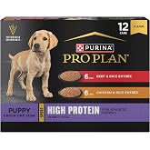 Purina Pro Plan Sport High Protein Wet Dog Food Variety Pack, (12) 13 oz | Beef &amp; Rice and Chicken &amp; Rice Entrees, for athletic puppies, helps build lean muscle, DHA for brain and vision development