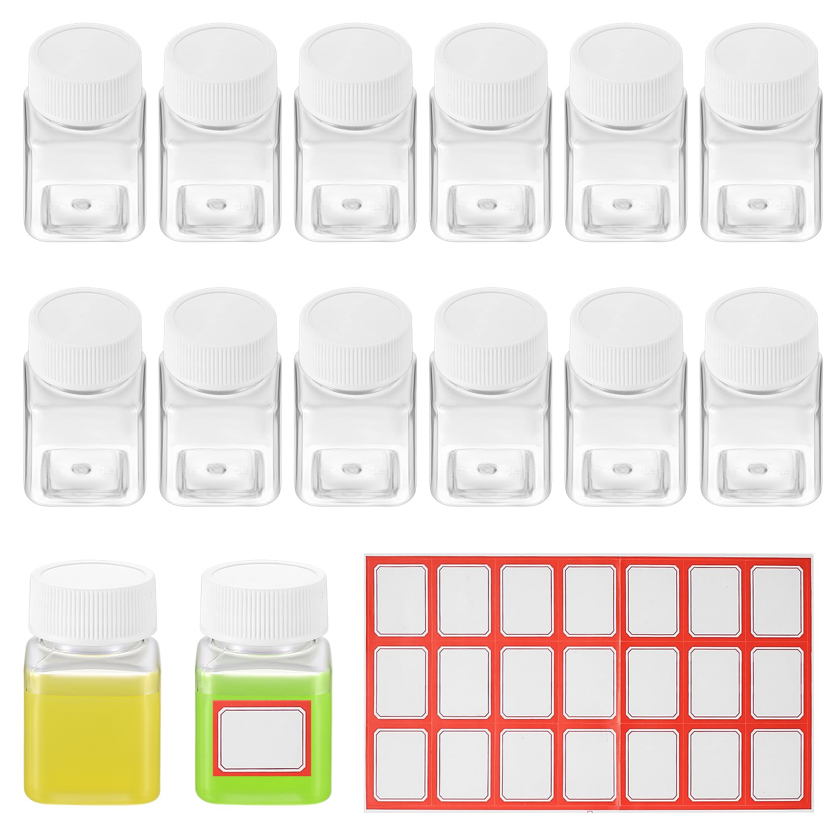 14 Pcs Pill Bottles, 50ml Empty Plastic Reusable Bottles with Lids, Medicine Tablet Capsule Storage Holder Dispenser Bottles, Clear Portable Travel Bottles Containers for Liquids Shampoo Lotion