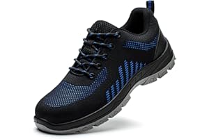 BWLKYKEL Safety Shoes for Men Steel Toe Shoes Anti Slip Safety Shoes Lightweight Safety Sneakers Comfortable Puncture Proof S